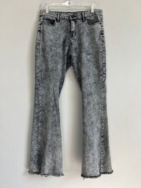 Red Bottoms  Black and Gray Acid-Wash Jeans